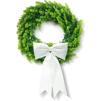 DDHS 20 Inch Boxwood Wreath with Sash-1pcs