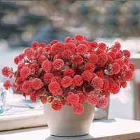 Yuejia 4Pcs 13.77in/35cmArtificial Billy Ball Flower Man Fake Plants Living Room Decoration Ornaments Desktop Fake Flowers(red)