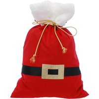 Festive 50Cm Red Plush Santa Belt Sack With White Fur Cuff