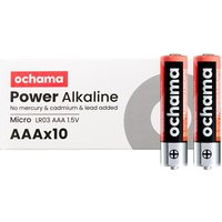 Ochama AAA-batterijen 10 stuks, alkalisch kwikvrij milieuvriendelijk, voor bloeddrukmeter/glucosemeter/vingerafdrukslot/afstandsbediening/digitale weegschaal/speelgoed 10 stuks