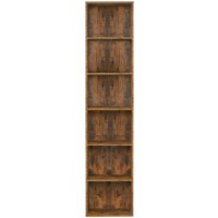 Ochama Bookshelf with 6 Shelves, Bookcase, for Home Office, Bedroom, Living Room, Study, Rustic Brown