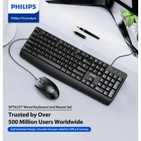 Philips bedraad toetsenbord- en muisset, 2000-serie, SPT6237B/05, UK Engelse versie, Zwart