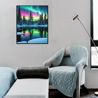 JU7CER Aurora Landscape 5D Diamond Painting Kit - Adult Beginner DIY Full Drill Round Diamond Art | Home Decor Gift 12×16 Inches (30×40cm)