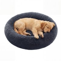 Ochama Fluffy Dog Bed, Cat Bed, Doughnut Cushion, Washable, Removable Padding in the Middle, Long Plush, 100 cm Diameter, Dark Grey