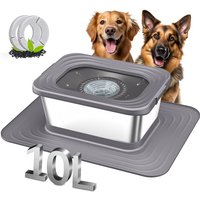 Blinkit 210-1 Stainless Steel Floating Drinking Bowl/Basic Dog Bowl, Square Large Capacity Design, Anti-Splash Water Barrier Structure + Large Size Anti-Slip Mat, Suitable for Dogs and Cats Drinking, Gray