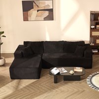 Ochama 272 cm L-Shaped Modular Sectional Sofa,Set of Deep Seat Boneless Couch, Sofa Bed for Living Room Bedroom – No Assembly Required, Black