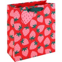 Neon Strawberry Gift Bag Medium 21.5 (W) x 25.3 (L) x 10.2cm (D)