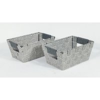 KEVAHOME SET OF 2 COTTON STRAP SMALL BASKETS-GREY 10x7x4.5''H