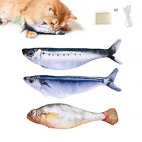Petgravity zachte vishengel-speelgoed, aangepast aan de bekmaat van katten, set van 3 stuks, met kattenkruid, voor jachtspel, oplaadbaar, beweegt met staartwaggeling van een verse vis
