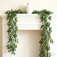 Wei's Moment Artificial Willow Leaves Vine Twigs 2Pcs 5.7Ft Fake Hanging Ivy Plants Silk Green Leaf Rattan Garland Greenery Decor for Indoor Outdoor Home Wedding Arch Jungle Beach Birthday Party Garden