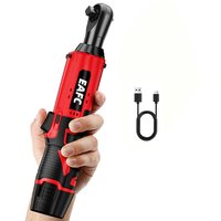 EAFC elektrische ratelsleutel 12 V 45 Nm 3/8, sleutel voor hoeken, details en krappe ruimtes, oplaadbare accu 7500 mAh (2500 mAh*3), gereedschap voor motorfiets, thuis en machine