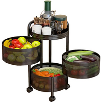 Maxcook 4-Tier Rotatable floor standing storage rack (Round baskets,Multi-functional Organizer