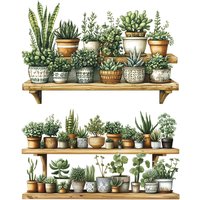 Tropical Vine Plant Potted Stickers with Butterfly & Flower Designs - Ideal for Living Room, Bedroom & Office,Potted plants