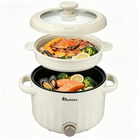 IAGREEA Slow Cooker, 2.6 L 1000 W Small Crock Pot with Steamer, 2 Heat Manual Control Slow Cooker, Non-Stick Electric Pot for Raman, Soup, Noodles, Steak, Oatmeal, Rapid, with Temperature control