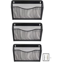 Senhoglb 3 Pocket Landscape A4 Mesh Wall File Holder,Black, New Year Sale , Top gift picks