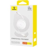 Baseus Free2Pull Mini Oplaadkabel USB-C naar USB-C 60W 1m Maanwit