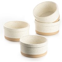 DAFUCERAMIC Ramekins 8 oz Oven Safe, Porcelain Creme Brulee Ramekins Pudding Custard Cups Small Ceramic Souffle Dishes Baking Bowls Set of 4 (Arctic White)
