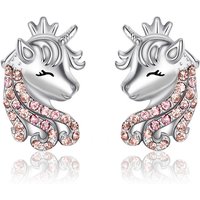Ever Faith Purple Lucky Unicorn Stud Earrings with Cubic Zirconia