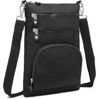 KONO Women’s Lightweight Multi-Pocket Crossbody Bag with RFID Protection | Everyday Shoulder & City Travel Bag – Black