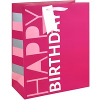 Pink Happy Birthday Gift Bag Large 26.5 (W) x 33 (L) x 14cm (H)