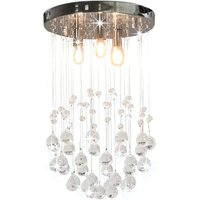 vidaXL Plafondlamp met kristallen kralen - Rond, 25 cm, Zilver