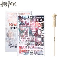 2pcs Harry Potter Dark Arts Newspaper Themed Notebook & Lord Voldemort Wand Pen Set Officially Licensed Wizarding World Stationery Exclusive Themed Collection Gift