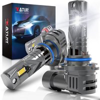 KATUR HIR2 LED Headlight Bulbs, 100W 30000LM 6000K Xenon White HIR2 Headlight Bulb 1:1 Mini Size Plug and Play 9012 LED Bulb, Pack of 2