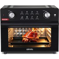 OIMIS Airfryer broodrooster oven combo met familieformaat, Geschikt voor 13 inch pizza, Handmatige bediening, 1800 W krachtige verwarming, Zwart