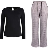 IZURIA v-neck black long sleeved top and print pants set S