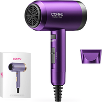 CONFU High-Speed Hair Dryer 3127 Purple, 2W RPM 1800W Power, High Concentration Negative Ions, Fast Drying