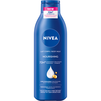 NIVEA Verzorgende Body Milk - met Hyaluronzuur Zachte Amandel Olie en Voedend serum - Body Melk met 72 Uur Hydratatie - Voor Droge tot Zeer Droge Huid - 250 ml