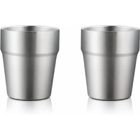 Maxcook 304 Stainless steel Cups 260ml Metal Drinking Cups Set of 2 Stackable Stainless Steel Cups Double Wall Small Cup for Home Restaurant Party Camping MCB4560
