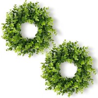 11 Inch Artificial Boxwood Small Wreath -2pcs