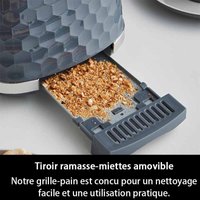 Morphy Richards Hive broodrooster voor 2 sneetjes, instelbare bruiningsgraad, uitneembare kruimellade, annuleren, ontdooien, opwarmen, anti-vastloopfunctie, glansafwerking, 850 W, grijs