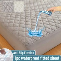 LeBonsoir Waterproof Mattress Protector, Home Quilted Double Mattress Protector 30 cm Extra Deep, Microfiber Fitted Mattress Cover Double Bed, Machine Washable Bed Cover (180 x 200cm), Light Grey