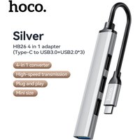 HB26 4-in-1 Adapter - USB-C to USB3.0/ USB2.0*3 - Silver