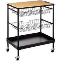 5five Metalen Trolley met Verwijderbare Snijplank - Zwart, 40,5 x 60,5 x 79,5 cm