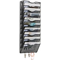 Senhoglb 10 Tier A4 Mesh Wall Pocket File Holder with 5 Hooks,Black, New Year Sale , Top gift picks