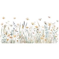 Watercolor Flowers Wall Decals Removable Spring Floral Butterfly Bird Wall Stickers Girls Bedroom Living Room Nursery Wall Decor,Dandelion
