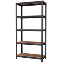 Ochama 5-Tier Shelving Unit, Steel Shelving Unit for Storage, for Garage, Shed, Load Capacity 875 kg, Rustic Brown and Black