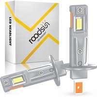 Roadsun H1 Fog Light Bulb, 800% High Bright 6000K White Strong Penetration, 70000 HRS+ Lifespan, Upgraded 1:1 Mni Size Led Headlight Bulbs for Car, Truck, SUV, Turn Signal & Fog Light Combos