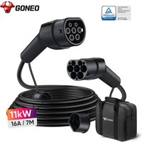 GONEO Type 2 EV Charging Cable, 11kW 7m 16A, 3 Phases for E Car EV/PHEV, Type 2 to Type 2/CSS2 EV Cable with Carry Bag