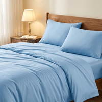 Ochama 100% katoen tweepersoonsdeken - Beddengoedset 3-delig, Effen dekbedovertrekset met 2 kussenslopen voor tweepersoonsbed, Zacht, ademend & huidvriendelijk, Premium katoenen stof, Machinewasbaar - Blauw, 140*200 cm