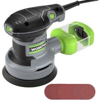 WORKPRO Orbital Sander with 20Pcs Sandpapers, 300W 125mm Random Orbit Sander, 6 Variable Speed 13000 RPM, Electric Sanding Machine with Dust Collection Box, for Sanding, Polishing, Woodworking