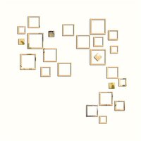 24pcs PVC mirror-finish hollowed-out rectangular acrylic stickers, self-adhesive, waterproof, removable.gold
