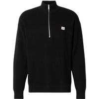 Calvin Klein Men's Cotton Waffle Quarter Zip Jumper - Black