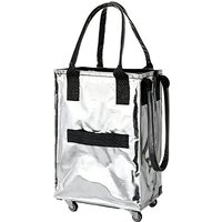 JORDAN&JUDY Wheeled Shopping Trolley, Thick Woven Bag for Supermarket Use,60L Approx, Max Load 35KG,Silver