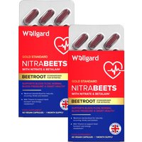 Wellgard Nitrabeets with Nitrate & Betalain Vegan Daily Wellness Support Capsules - 60 Capsules (2 Packs)