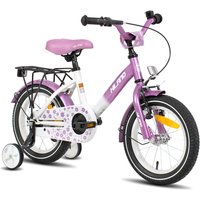 HILAND, Starry, Kids Bike for Boy and Girl Ages 2-7 Years Old with Training Wheels Bell Rear Rack, Purple, 12 inch