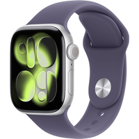 Apple Watch Series 11 GPS 42 mm zilveren aluminium behuizing met paarse mist sportbandje - S/M
